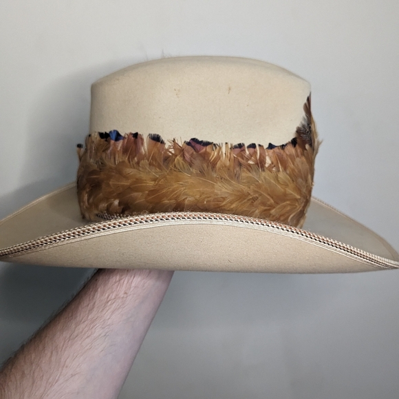 Stetson Hat with Feather Band Size 6 and 7/8 - Picture 2 of 4